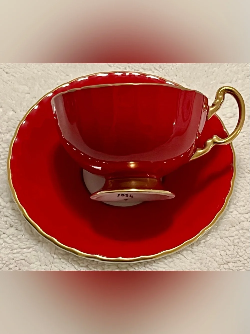 🍑Aynsley Orchard Fruit 1034 Vintage UK Fine Bone China 24K Gold Tea Cup & Saucer